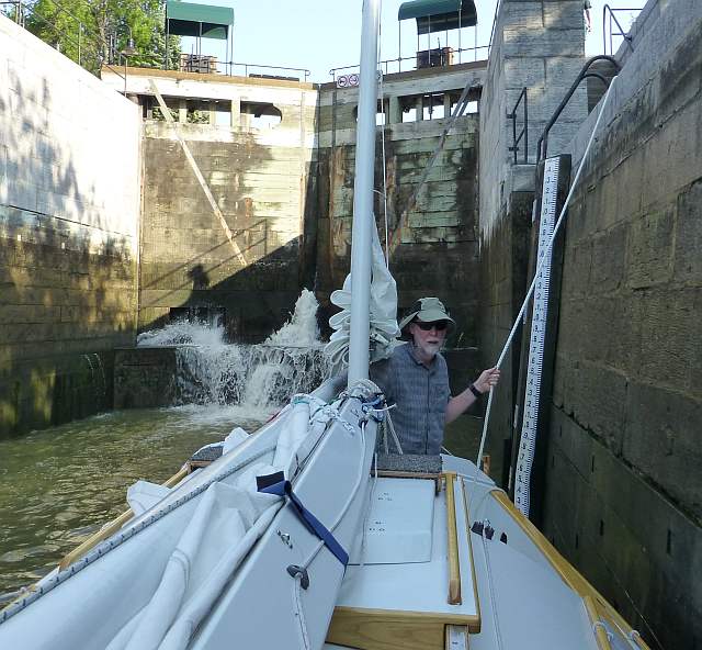 The lock gates open on to Lake Chambly